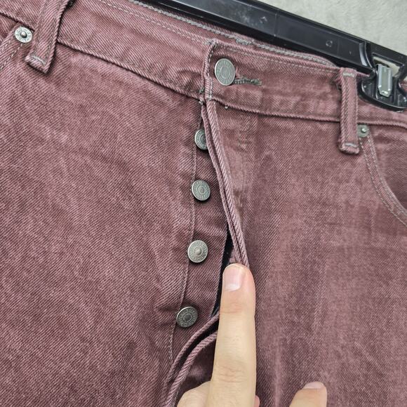 Levis 501xx Jeans Mens 42x32 (Actual 40x29) Maroon Denim Straight Leg Grunge - Picture 3 of 15